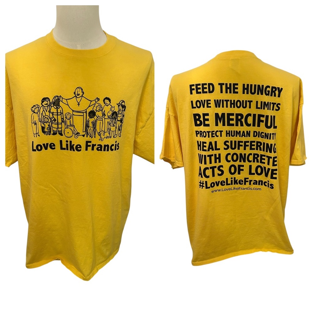 Love Like‎ Francis TShirt Ylw 2XL Christian Pope Francis Faith-Based Streetwear